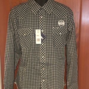 NWT Wrangler Western Pearl Snap Button Front